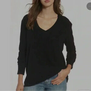MONROW Size XS Women's Granite Long Sleeve V Neck Sweater Dark Gray Soft